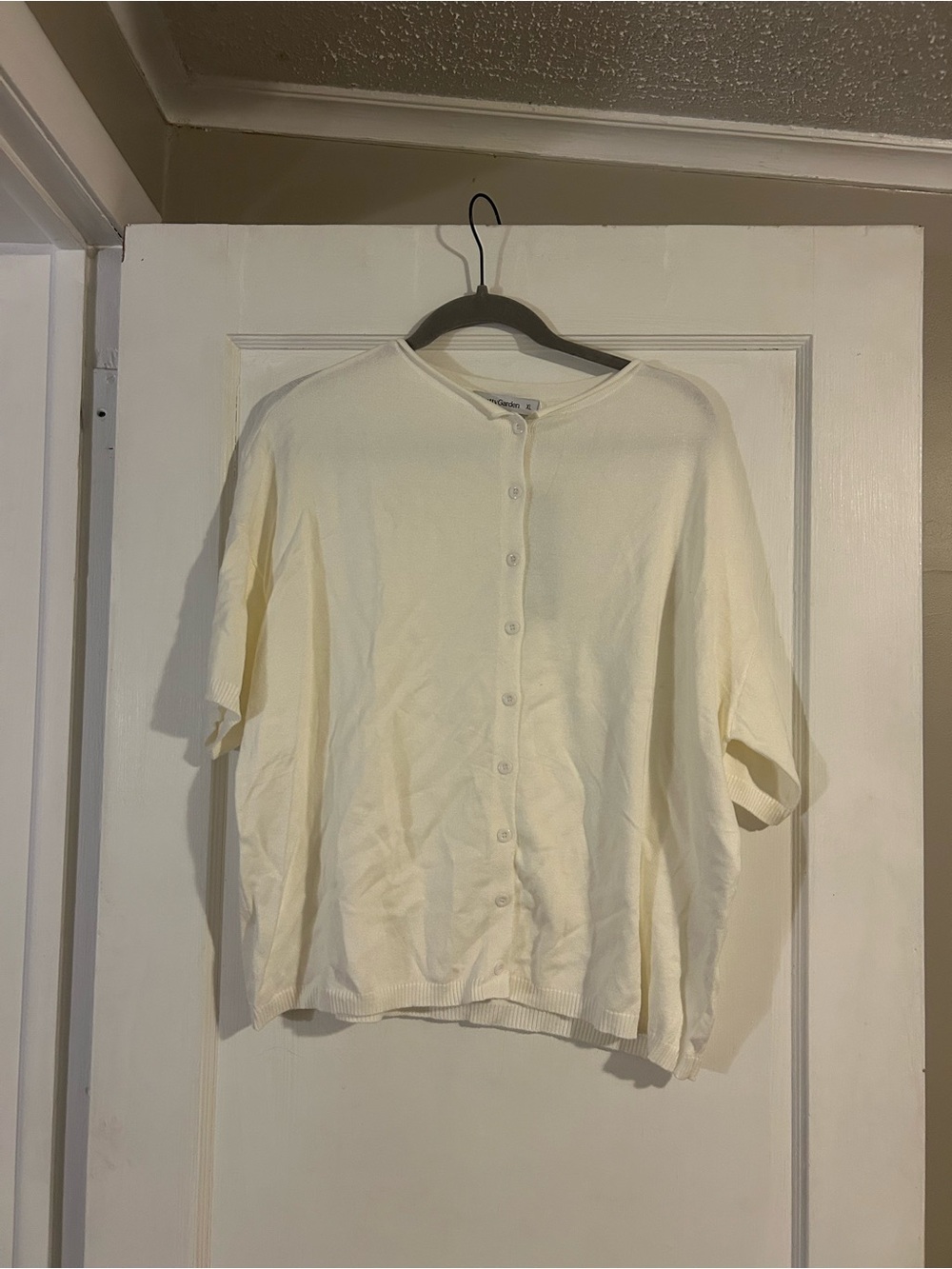 Light Cream Short-Sleeve Button Cardigan - Women